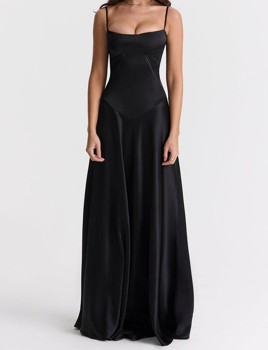 'Anabella' Black Lace Maxi Dress