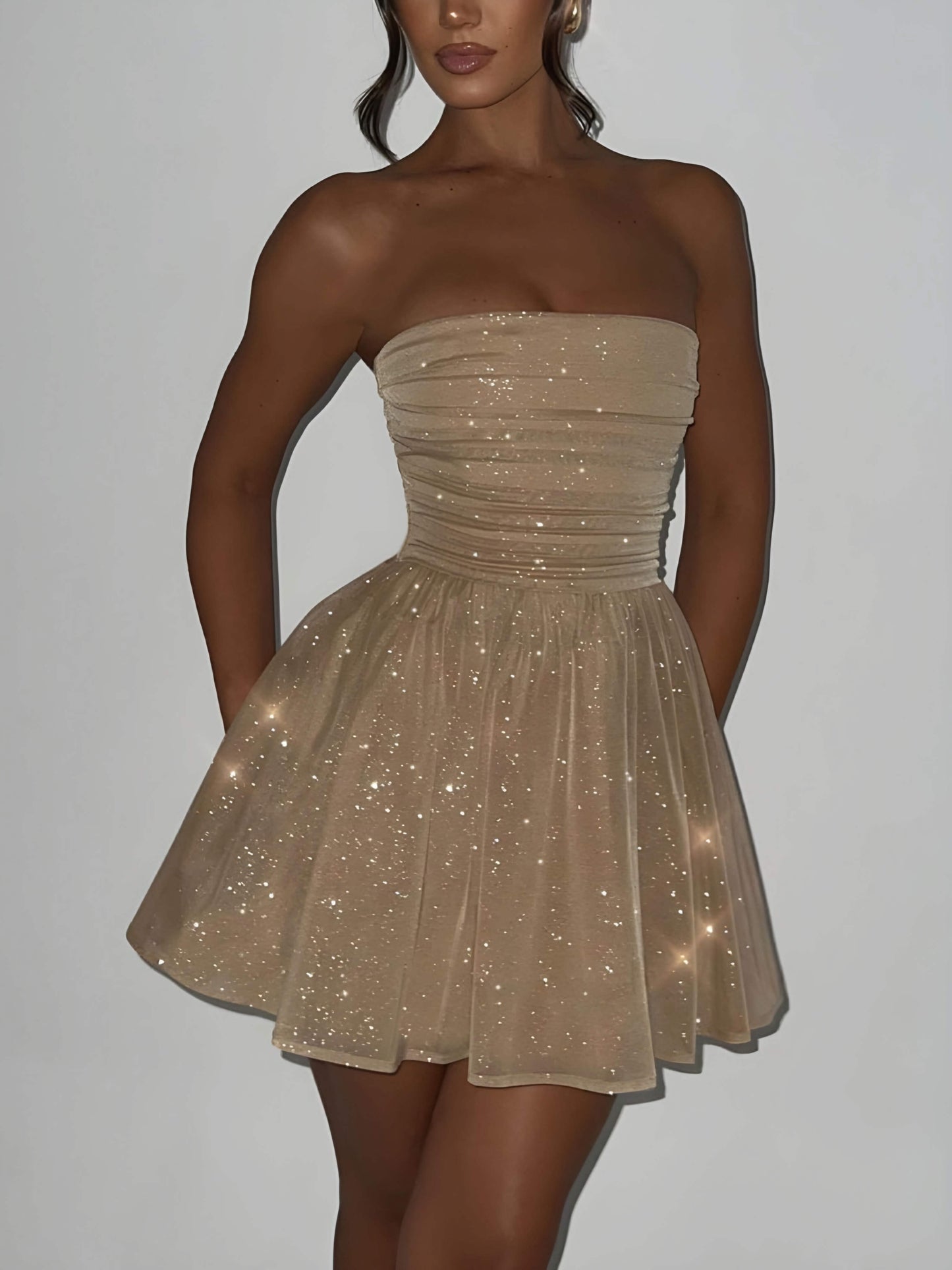 Katrina Mini Dress Gold Sparkle