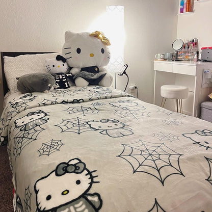 Halloween Hello Kitty Skeleton Web Blanket