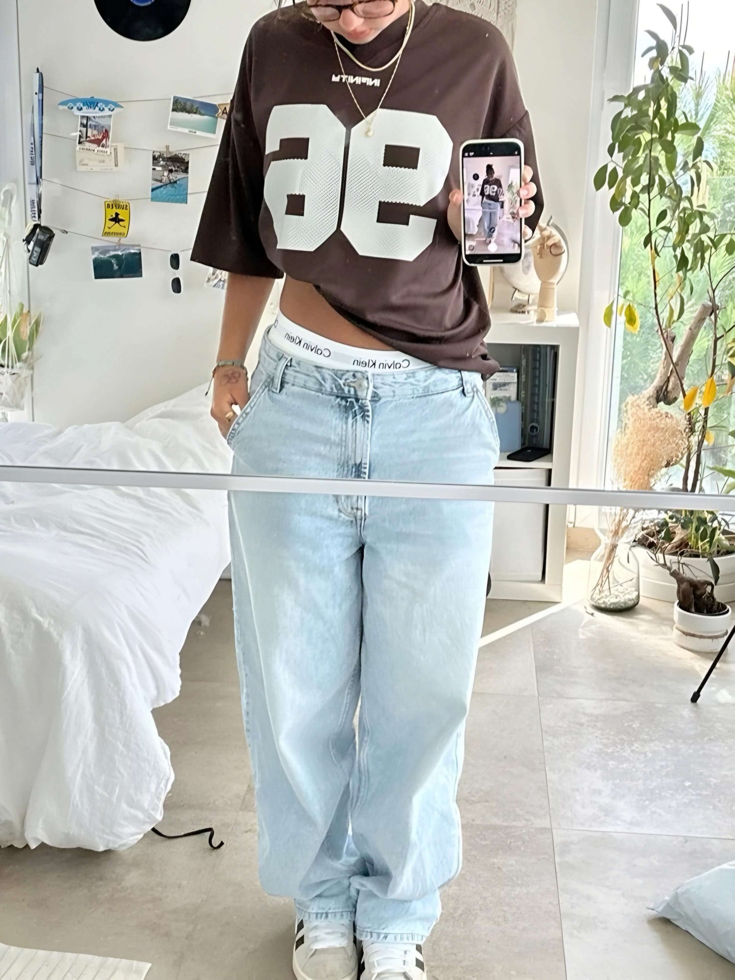 Brown Oversized '96' Jersey T-Shirt