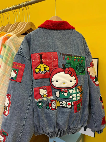 Hello Kitty "Fruit Party" Denim Bomber Jacket