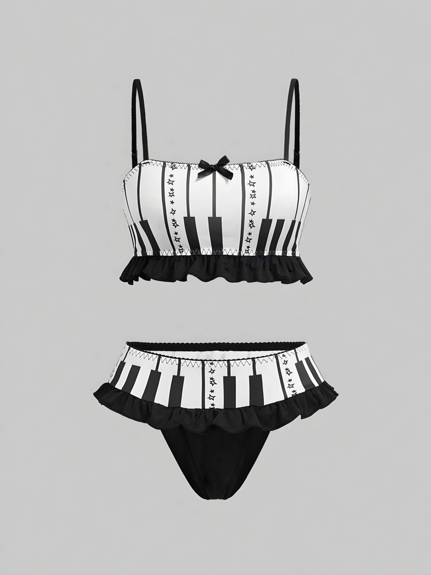 Piano Keys Ruffle Bikini Set
