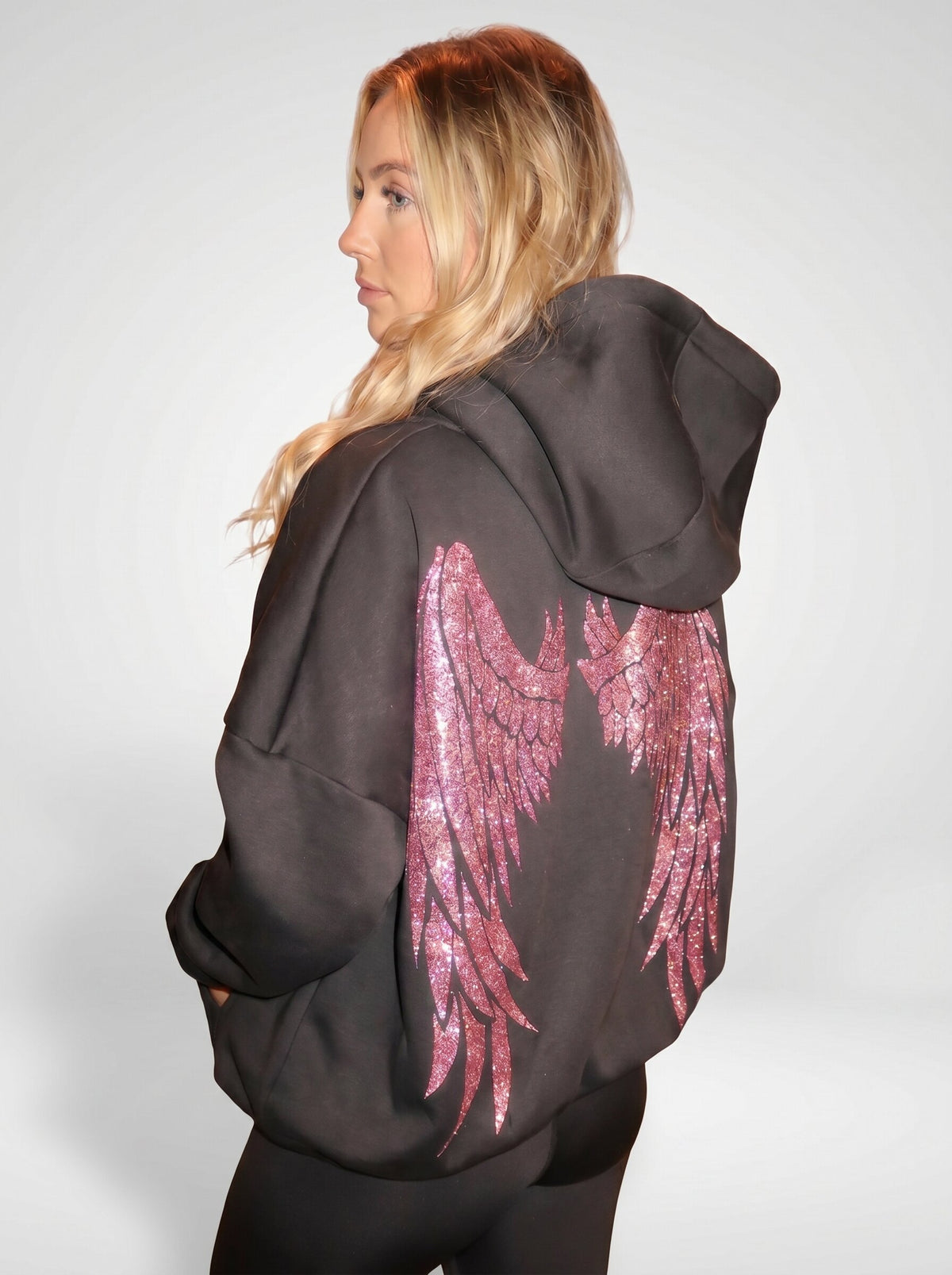 Pink Glitter Angel Wing Hoodie