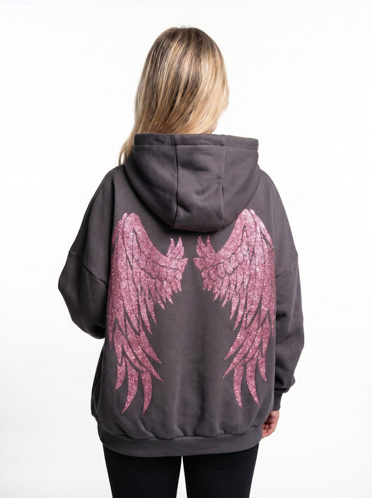 Pink Glitter Angel Wing Hoodie