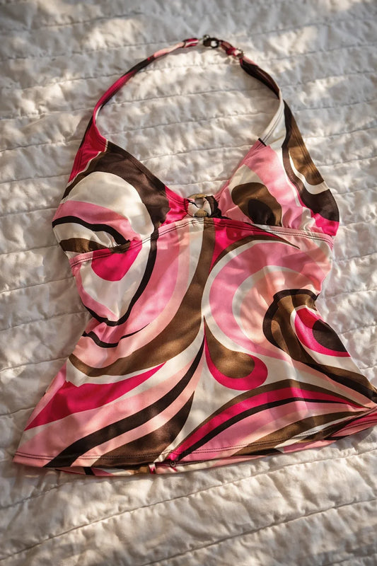 Pink Mocha Ripple Halter Top