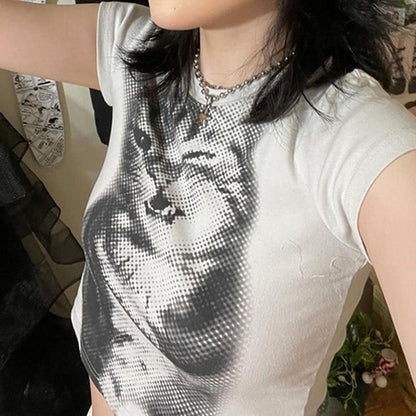 Pixelated Cat Crop Top