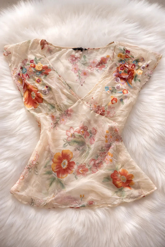 Poppy Blossom Fairy-Core Blouse