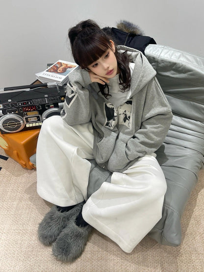 Punk Print Applique Hoodie