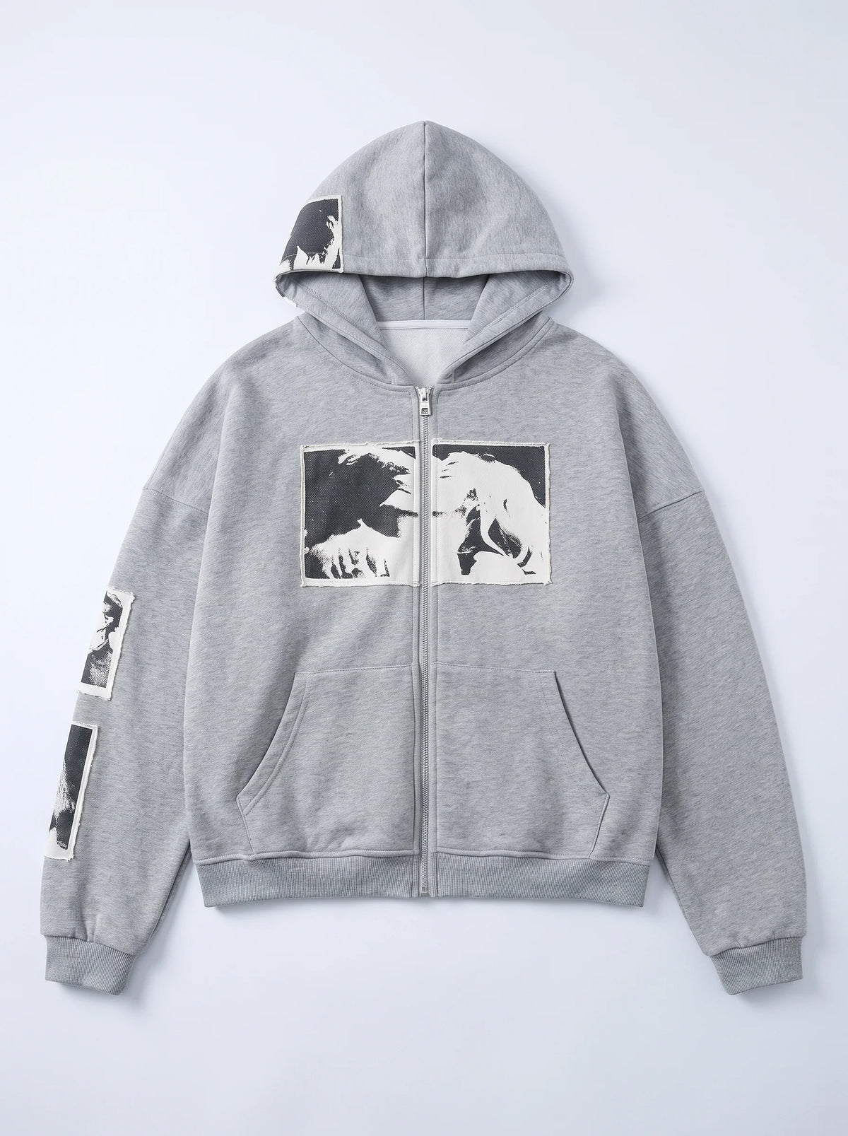 Punk Print Applique Hoodie