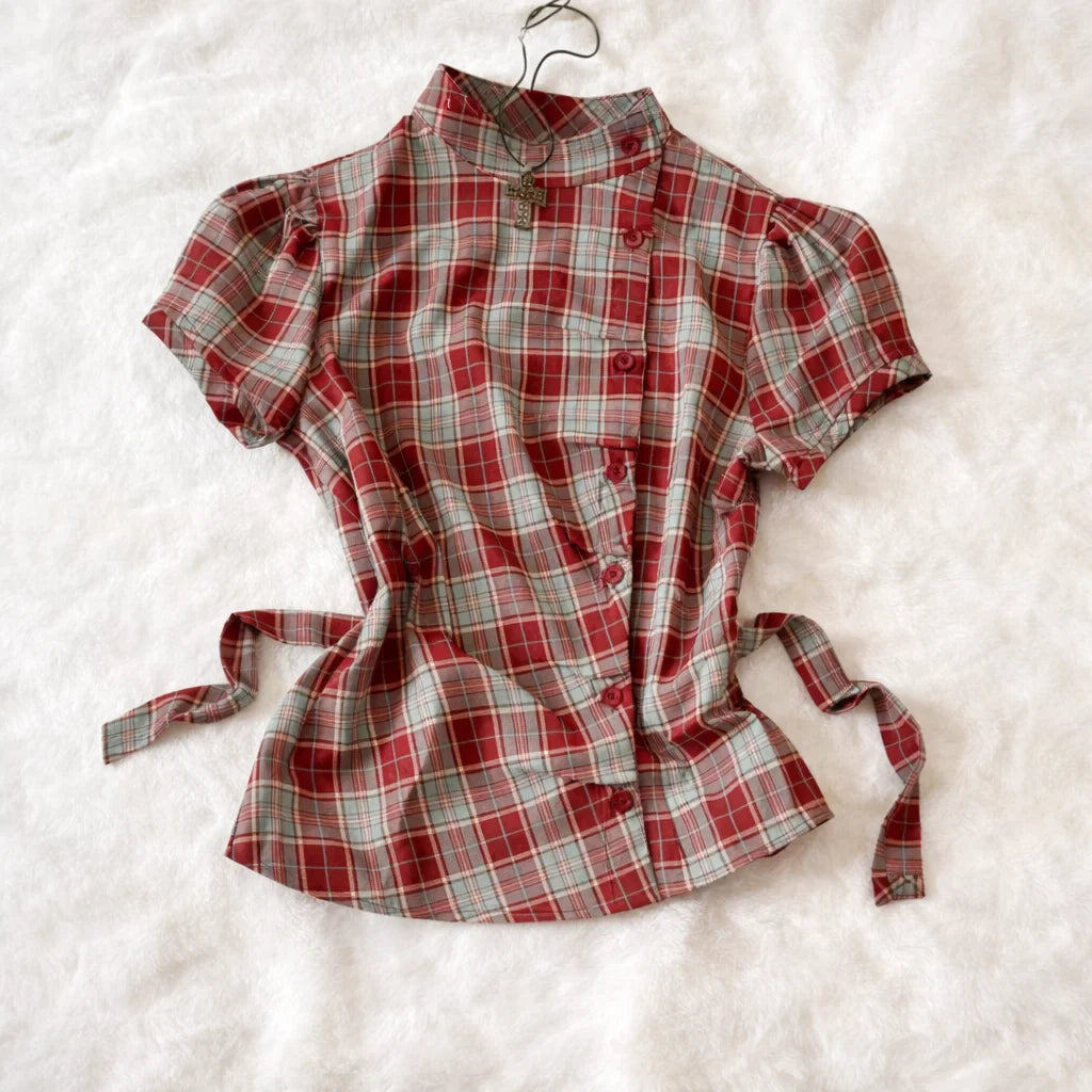 Qipao Plaid Korean Blouse