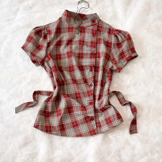 Qipao Plaid Korean Blouse