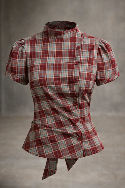 Qipao Plaid Korean Blouse