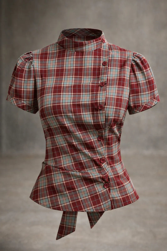 Qipao Plaid Korean Blouse