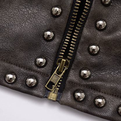 Rebel Studded Leather Crop Jacket