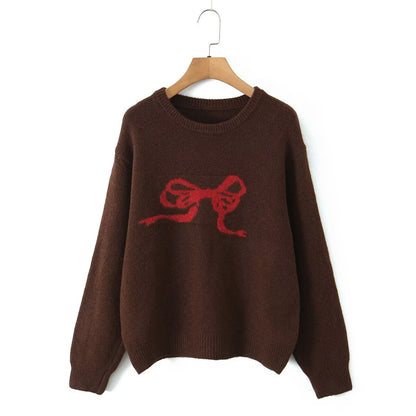 Red Bowknot Knitted Sweater