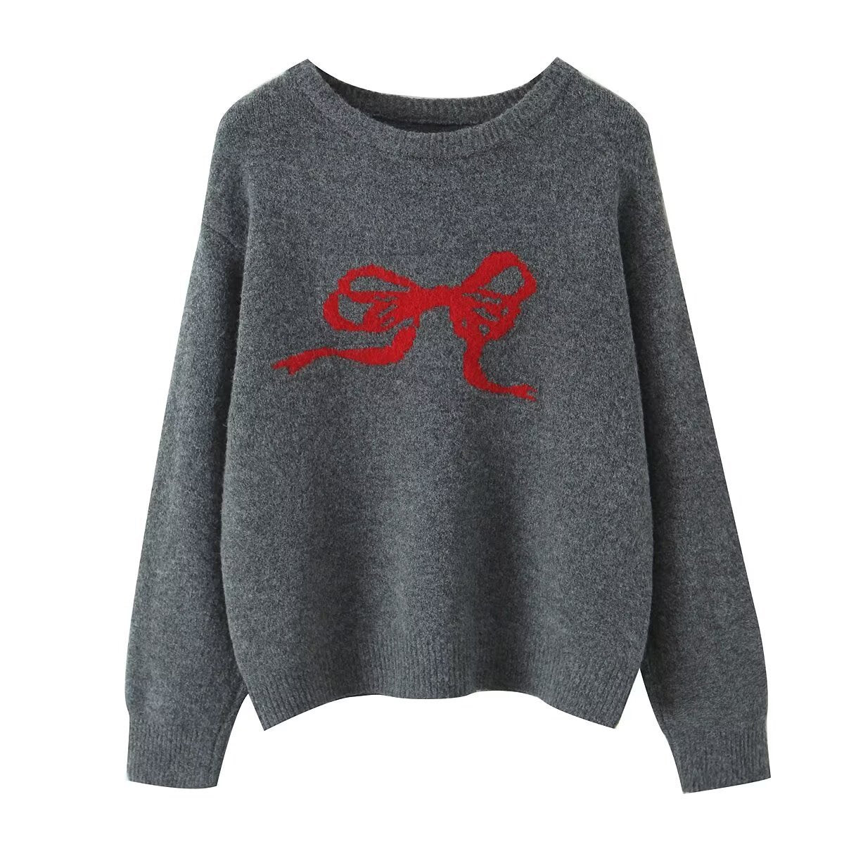 Red Bowknot Knitted Sweater