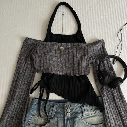 Reina Ribbed 2pcs Blouse