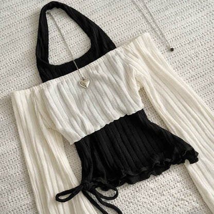 Reina Ribbed 2pcs Blouse