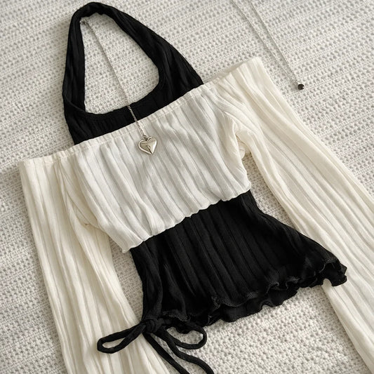 Reina Ribbed 2pcs Blouse