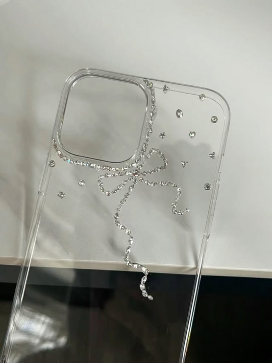 Rhinestone Bow Clear iPhone Case