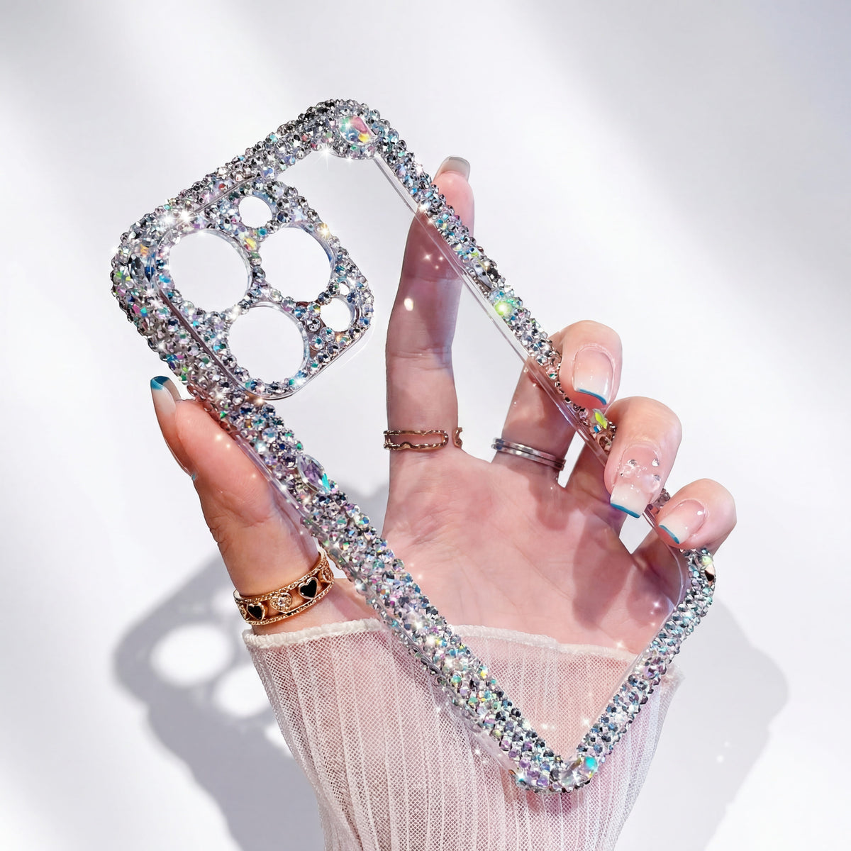 Rhinestone-Encrusted Clear iPhone Case