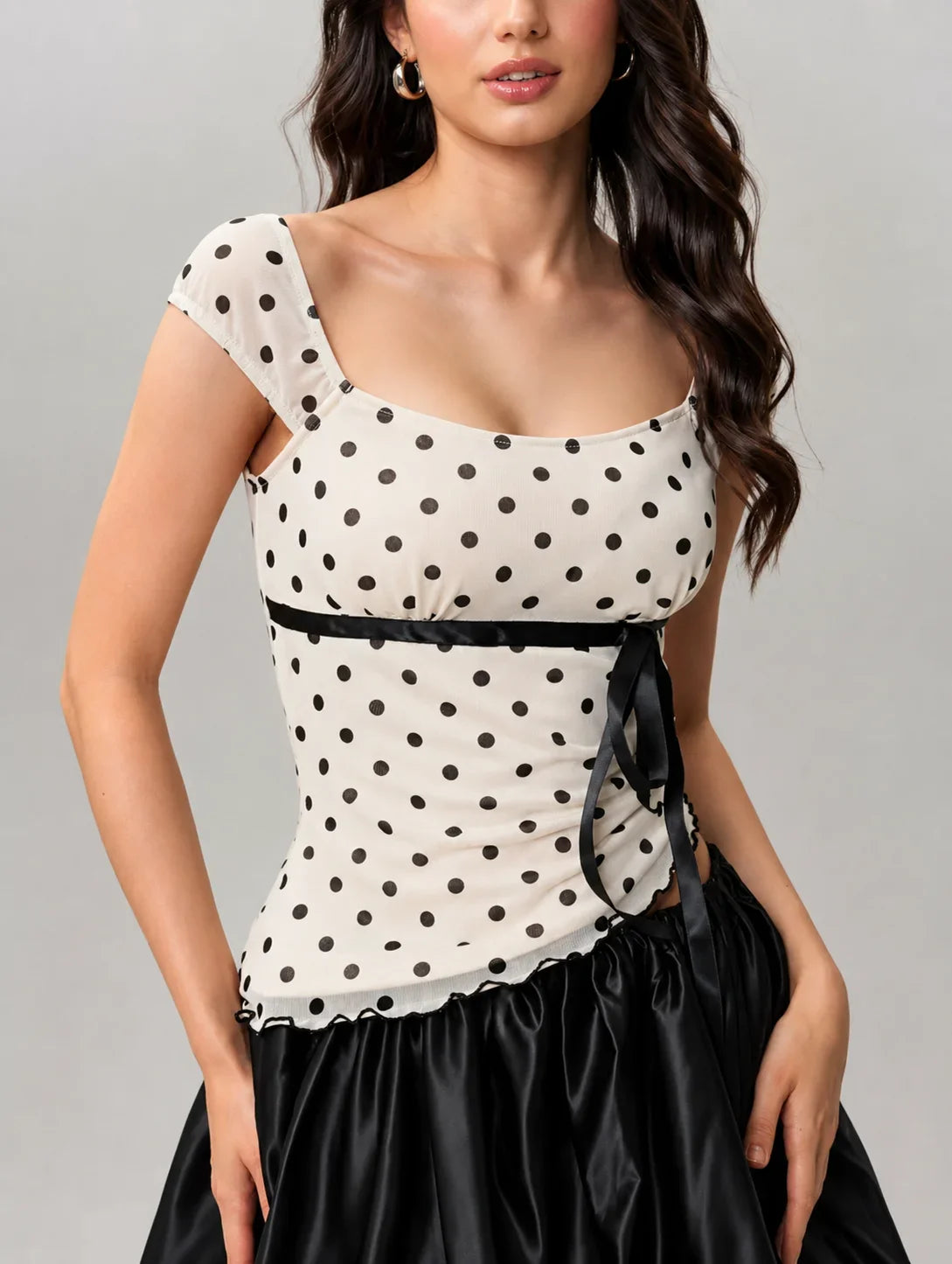 Ribbon Girl Polka Top