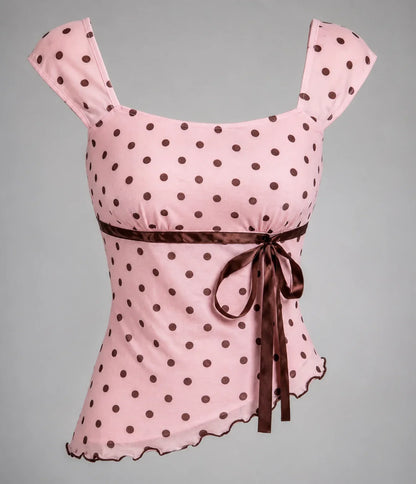 Ribbon Girl Polka Top