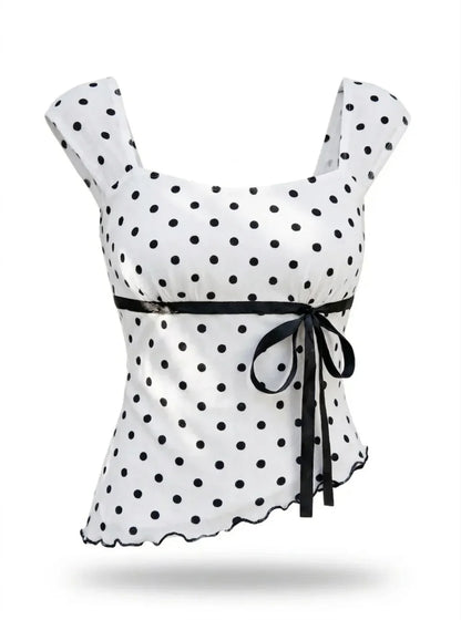 Ribbon Girl Polka Top