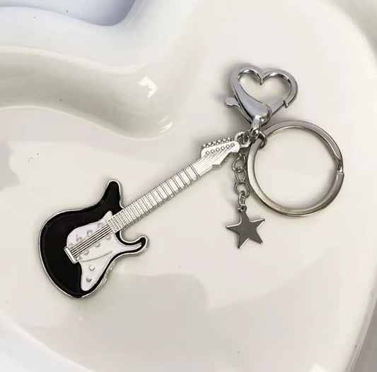 Rockstar Guitar Charm Keychain