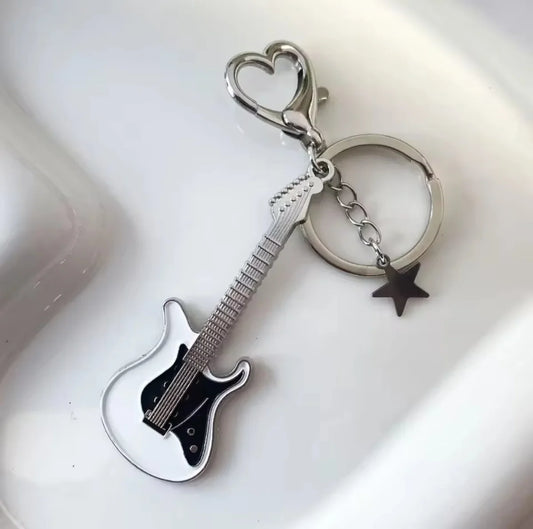 Rockstar Guitar Charm Keychain