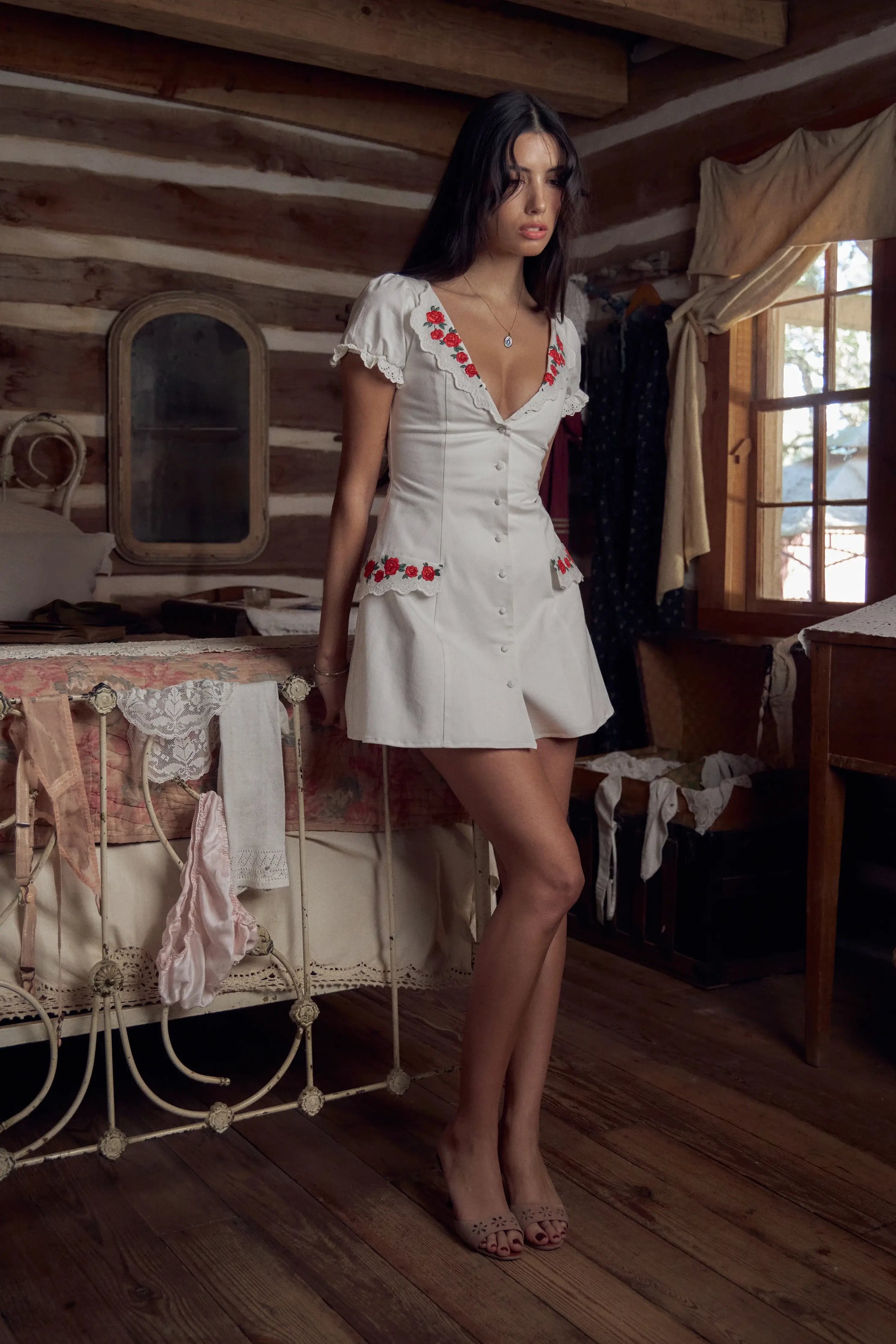 rosa linda embroidered mini dress Pink Floral Embroidered Mini Dress | Spring Wedding Guest