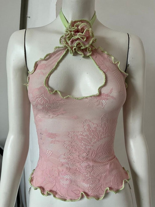 Rosavine Halter Bloom Top