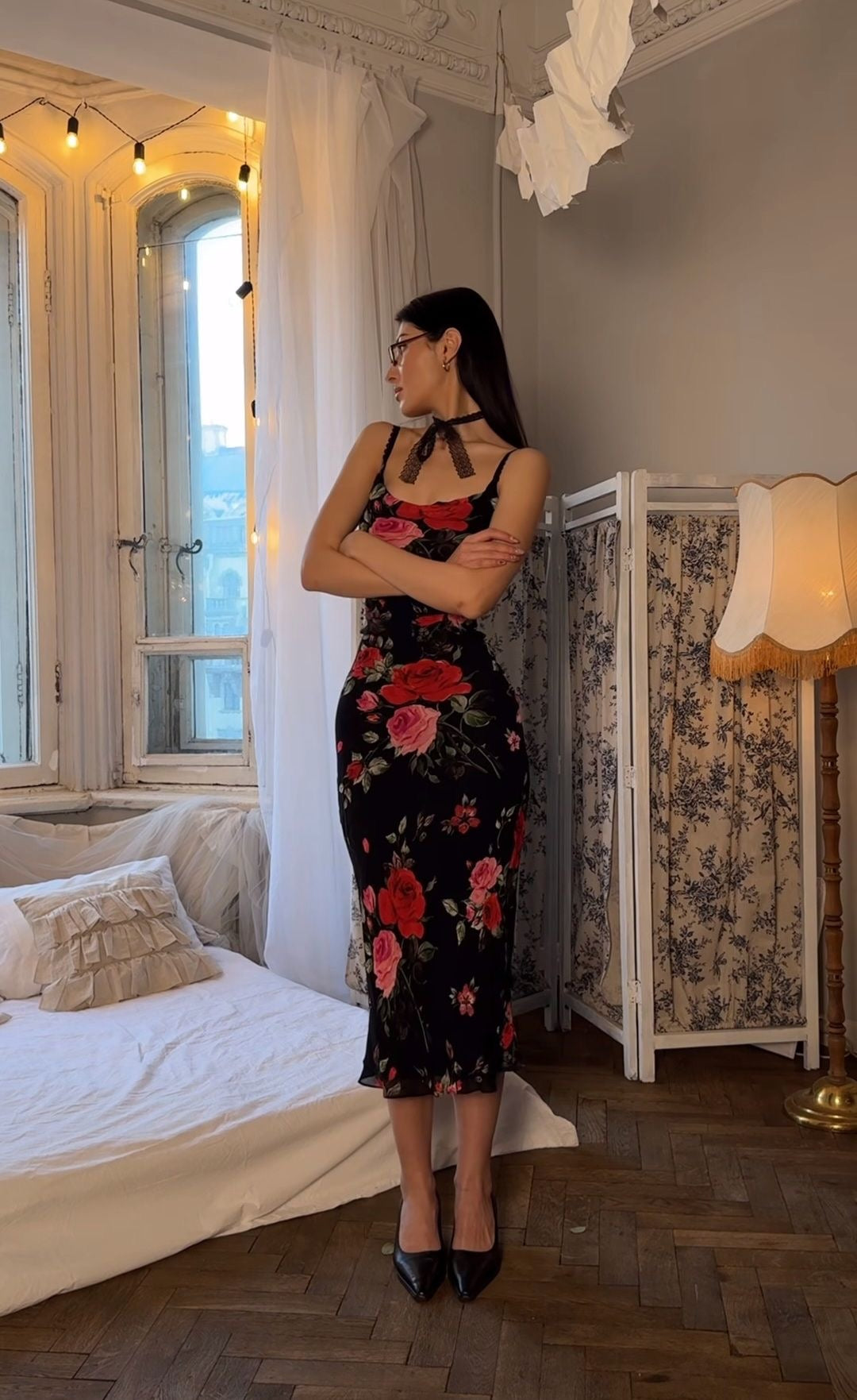 Rose Floral Print Midi Dress main image 0