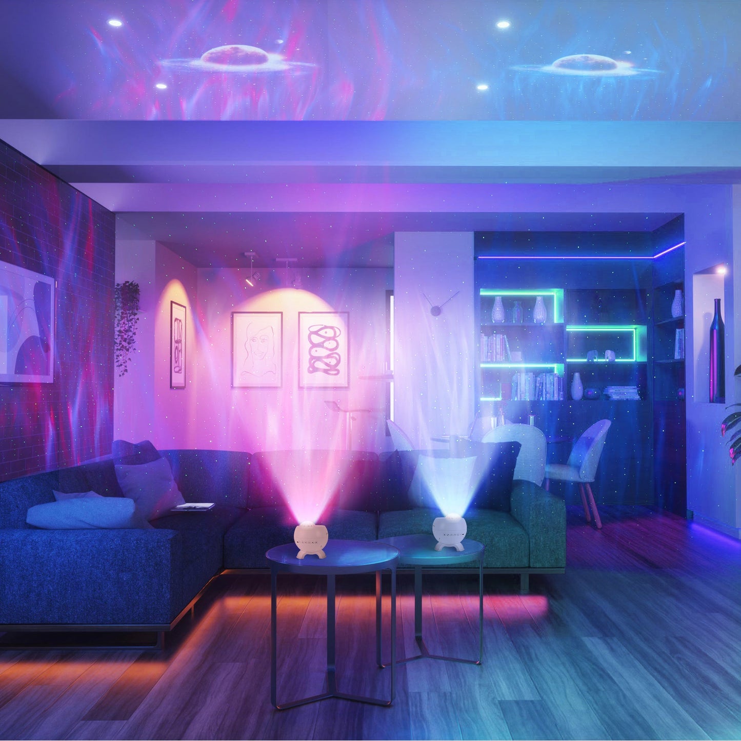 Round Orb Aurora Night Sky Projector