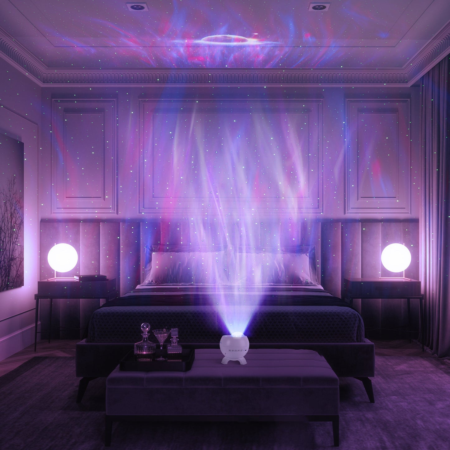 Round Orb Aurora Night Sky Projector
