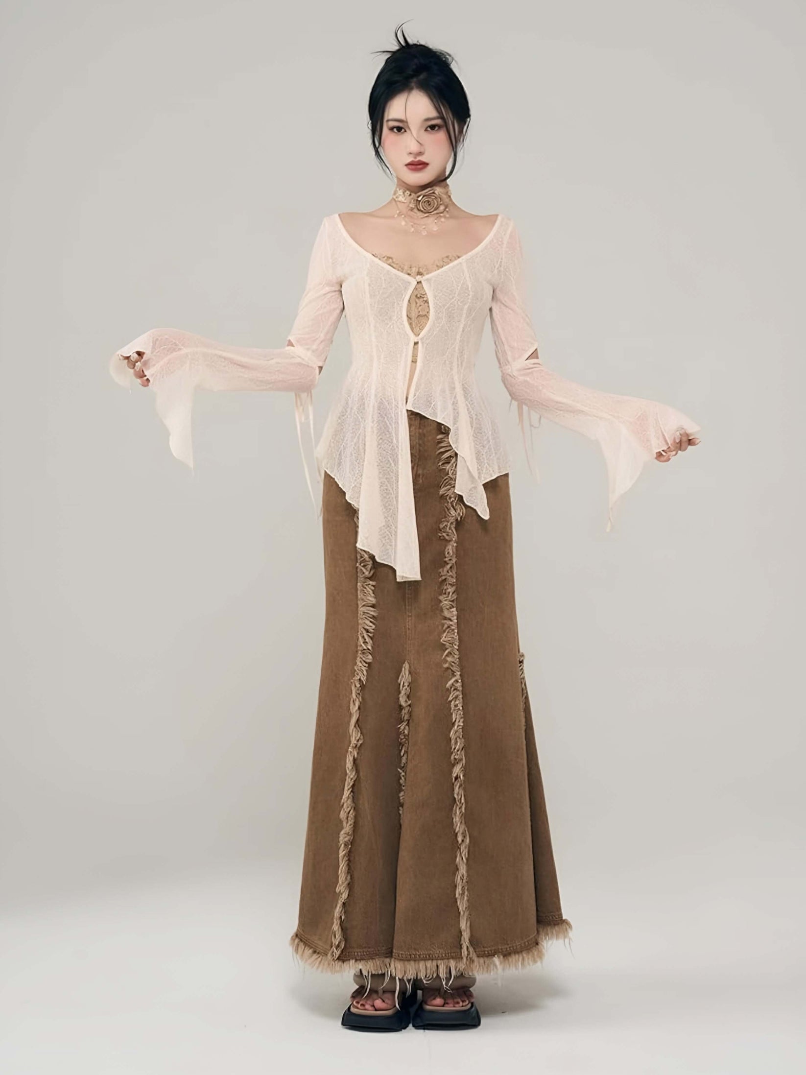 MERMAID MAXI DENIM SKIRT main image 0