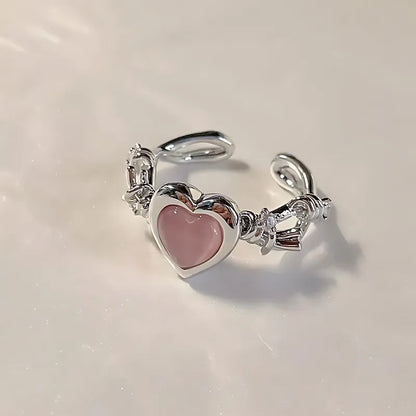 Pink Heart Barbed Wire Cuff Ring