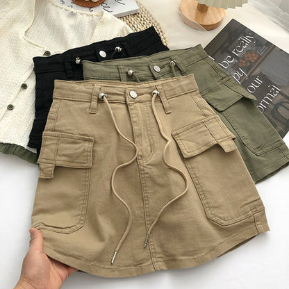 Cargo Pockets Mini Denim Skirt