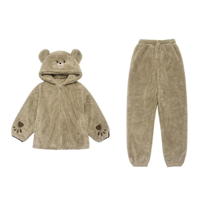 Bear Fleece Hooded Pajama Set