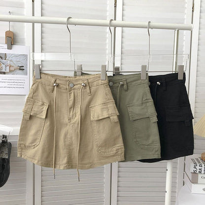 Cargo Pockets Mini Denim Skirt