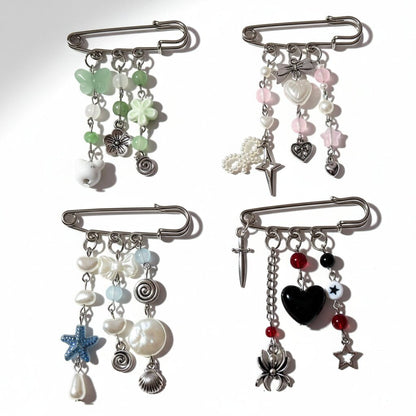 Safety Pin Charms Brooch