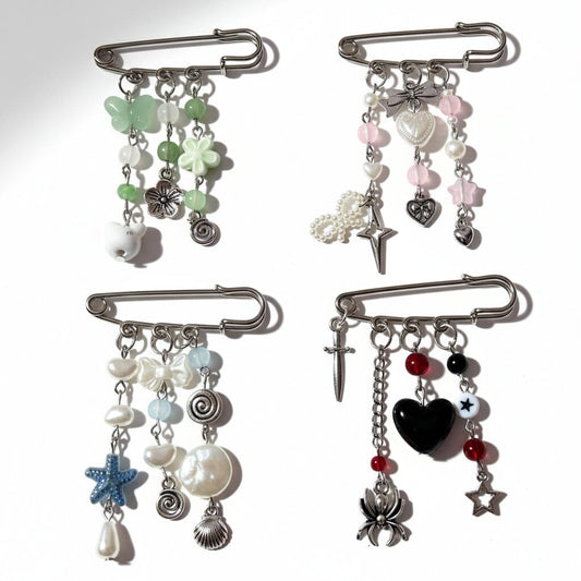 Safety Pin Charms Brooch