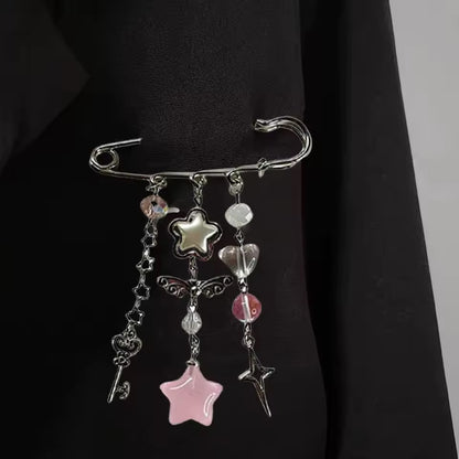 Safety Pin Charms Brooch