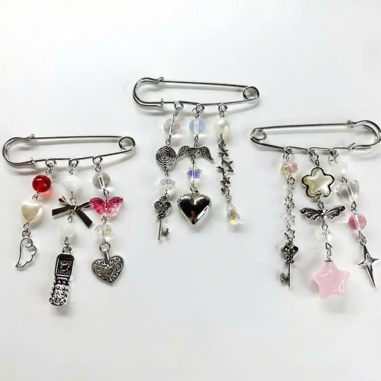 Safety Pin Charms Brooch