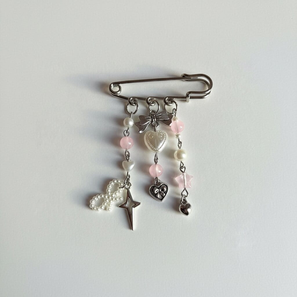 Safety Pin Charms Brooch