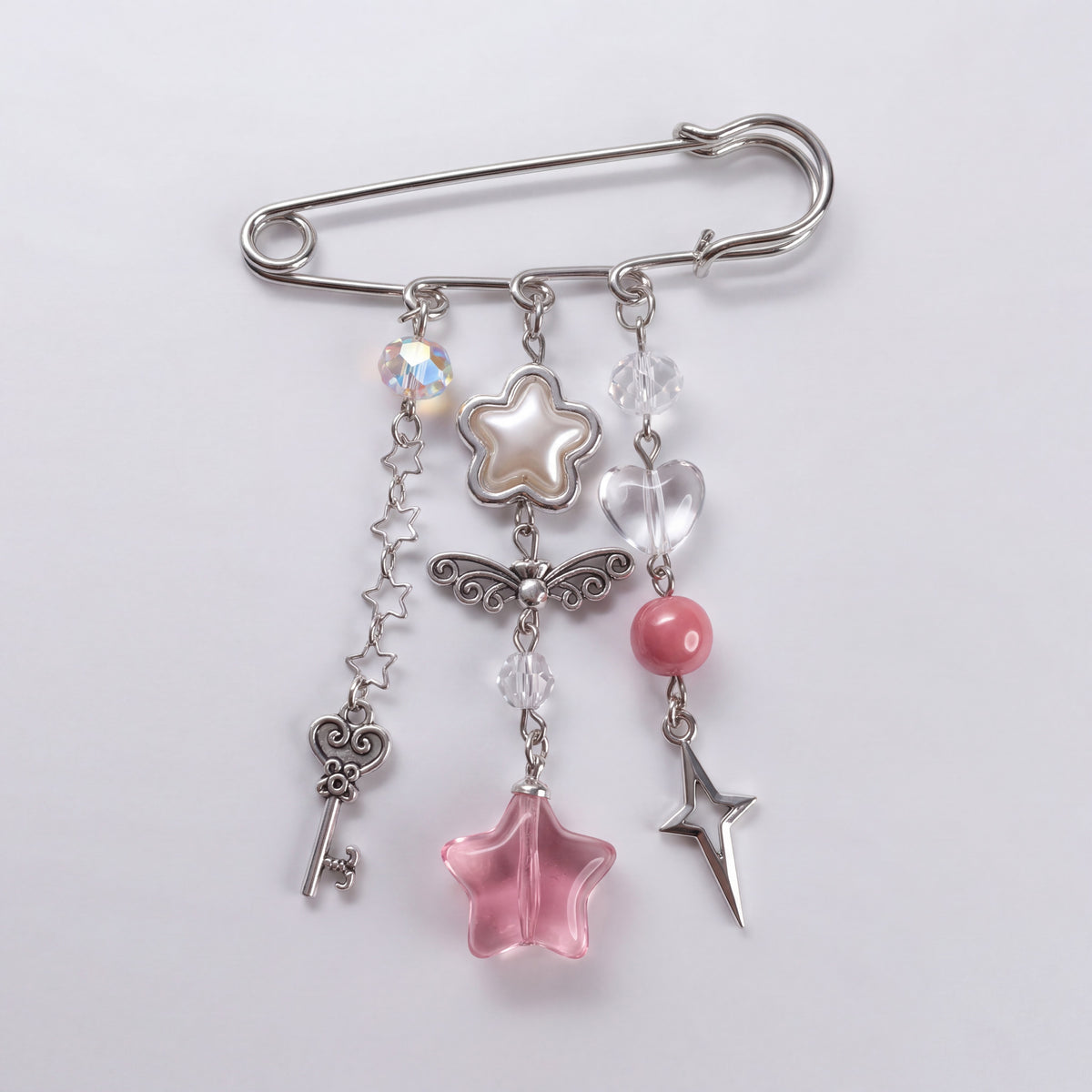 Safety Pin Charms Brooch