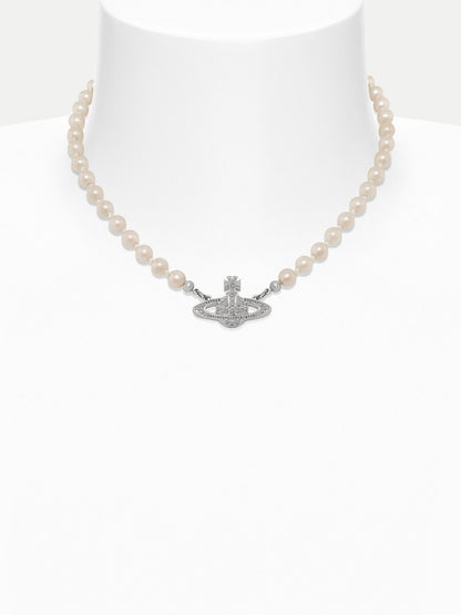 Saturn Orb Pendant Pearl Necklace