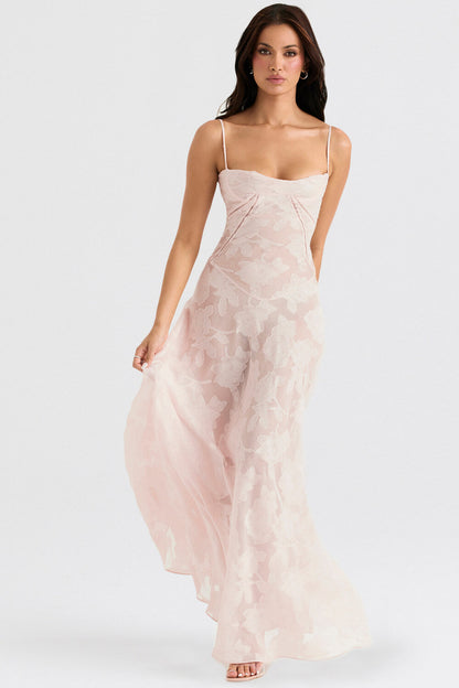 Seren Vintage Floral Lace Back Maxi Dress