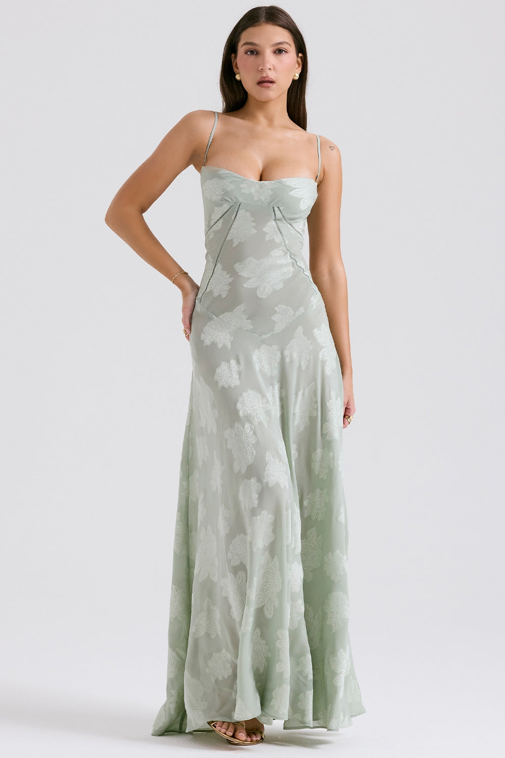 Seren Vintage Floral Lace Back Maxi Dress