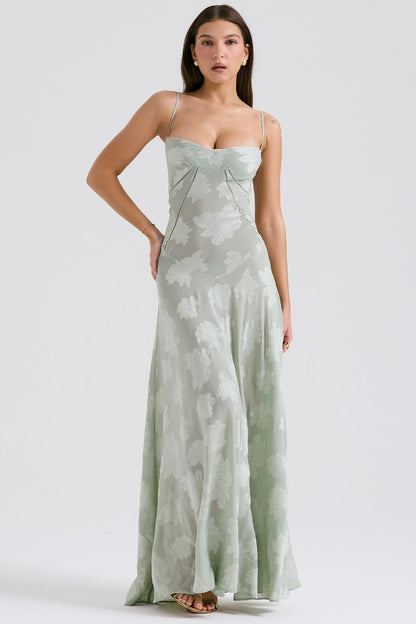 Seren Vintage Floral Lace Back Maxi Dress
